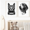 Kép 2/3 - fekete-fehér kutya és cica faliképek