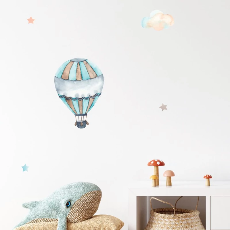 hőlégballon falmatricák gyerekszobában közelről